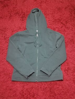 Dark Green Do What Makes You Happy I beileve Zip Up Sweater Womens Size XL